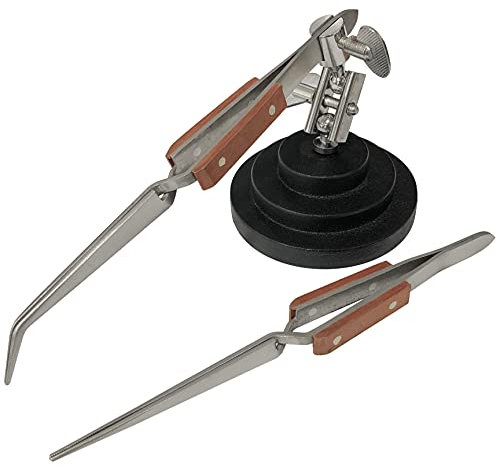 Jewellers Tools 3rd Hand Base Vice & 2 Angled : Adjustable Tweezer Soldering Craft Watch Set (300)