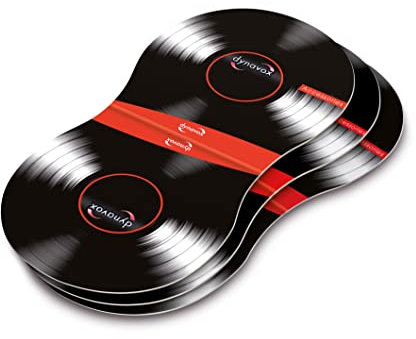 Dynavox Soporte para Discos de Vinilo, Ayuda de Agarre para Colocar y sostener Discos, Juego de 4 Unidades de cartón con Interior de Fieltro en Color Negro