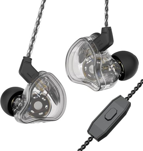 keephifi CCZ Melody in Ear Monitor In-Ear-Kopfhörer in Ear Monitoring kopfhörer, Hybrid 1BA 1DD HiFi Bass IEM kabelgebunden kopfhörer mit 4N-Kabel für Sänger Bühne Bassist(transparent,mit mikro)