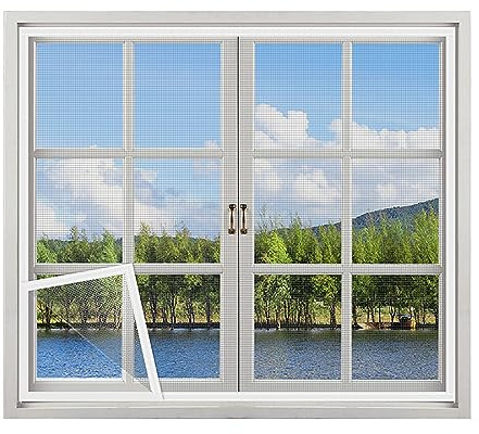 TYCIA Fly Screen for Windows 90x150cm, Self Adhesive Fly Mesh for Windows Reusable & Collapsible Fine Wire Mesh, for Door Window. - White