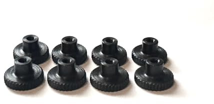 PrecisionGeek - Tuercas moleteadas/adaptador de tuerca de seguridad para rueda moleteada, plana - acero oxidado M3 x 7 mm, diámetro de 12 mm DIN 466 hombro (juego de 8 unidades)