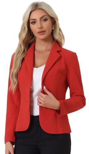 Allegra K Blazer Femme de Business à Col Revers Veste de Costume à Manches Longues Rouge Vif M