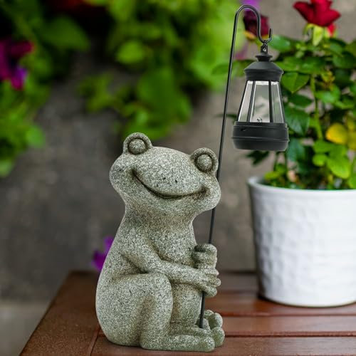 Cuteefun Frosch Solar Gartendeko für Draußen, Garten Tier Dekoration mit Solar Licht, Wetterfest und Langlebig, Deko Draußen Figuren für Garten Rasen, Housewarming Frauen Mum Geburtstag Geschenk