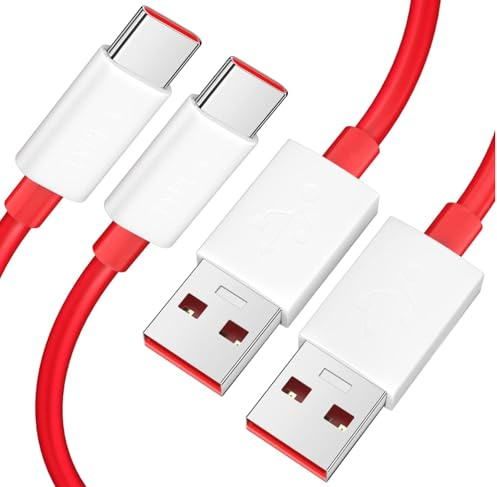 2 Pack | Ersatzladegerät 65W 80W USB auf USB-C-Ladekabel für OnePlus 12 Open 11 10 8 7T Pro 7 6T 5T | Unterstützt Warp-Laden und SuperVOOC | 2 Meter | Datensynchronisierung und Schnellladung