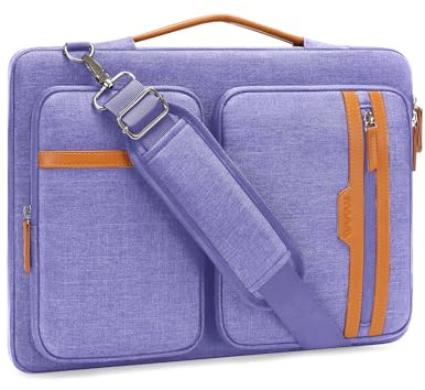 MOSISO 360 Protective Laptop Bag, 15.6 inch Computer Bag Compatible with MacBook Pro 16, HP, Dell, Asus Notebook, Side Open Sleeve with 2 Rectangle Zipper Pockets&Extendable Handle, Purple