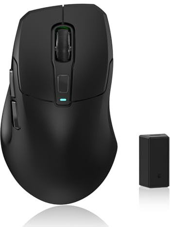 KYSONA Trådlös spelmus, 26 000 DPI, 8 K pollningsfrekvens, Tri-Mode 2,4 GHz/USB-C/Bluetooth ergonomisk mus med webbdriven, iskylande beläggning, uppladdningsbara spelmöss för laptop/PC/Mac/surfplatta