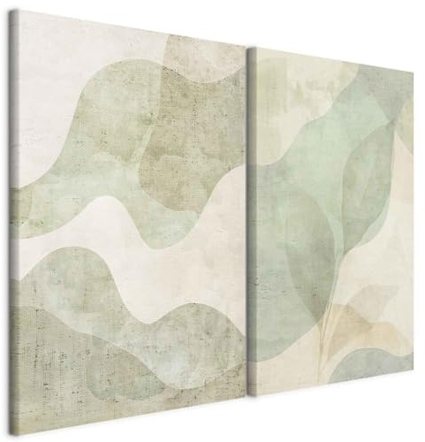murando - Tableaux d'art décoratif 120x90 cm Ensemble de 2 pièces de 60x90 cm chacune - Tableau acoustique panneau insonorisant impression sur toile décoration - Feuilles et vagues a-H-10149-b-a