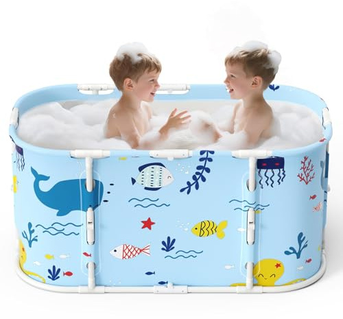 Bañera portátil plegable para adultos y niños, bañera independiente para baño caliente y baño de hielo