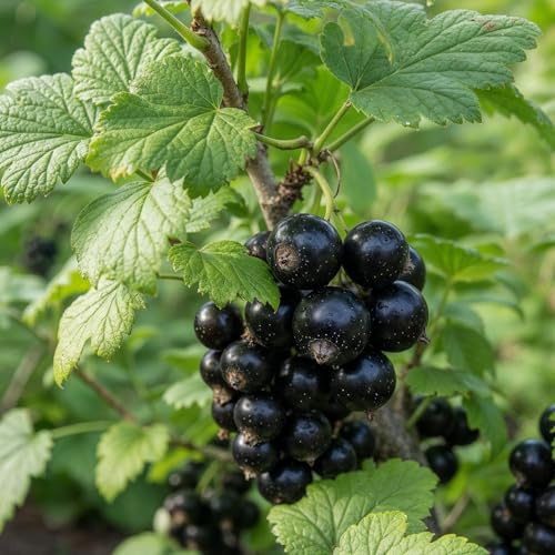 Svartt Vinbär Titania - 2 Plantor - Naturliga Växter från Holland - Vinterhärdiga Fleråriga Växter - Dekoration Trädgård, Krukor och Balkong - Inga Frön, Ej Konstgjord