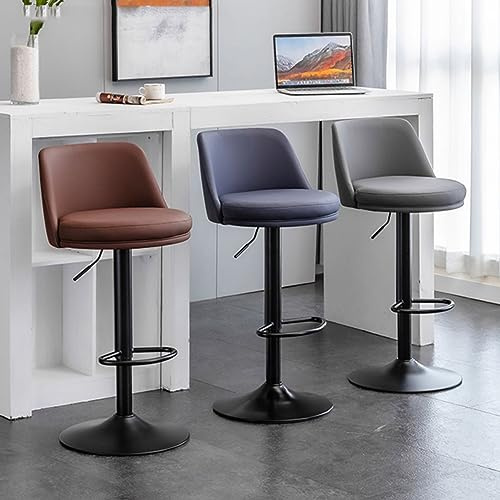 Svängbar barstol 60–80 cm hög ryggstol för hemmakök och reurant metallbas med fotstöd – brun design
