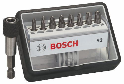 Bosch 2 607 002 561 - Set de 8+1 puntas de atornillar Robust Line, S extraduras - 25 mm, 8+1tlg. (pack de 9)