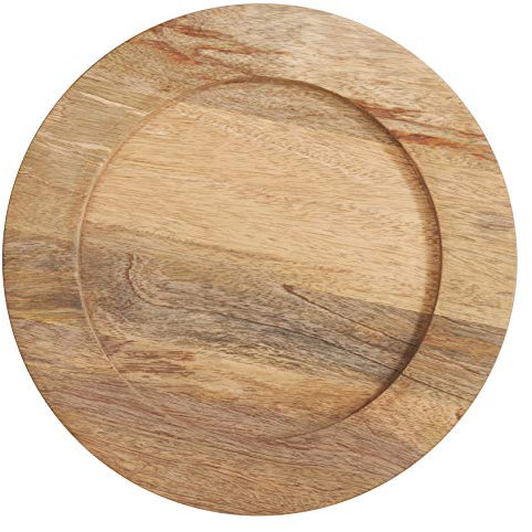 SARO LIFESTYLE Wooden Charger Plates, 13, Natural (Set of 4)