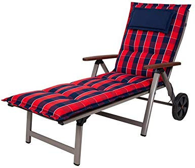 Kettler Polen KETTtex 0851 Auflage Rollliegen Rom rot-blau kariert Sitzpolster 195x60x9 cm (ohne Liege)