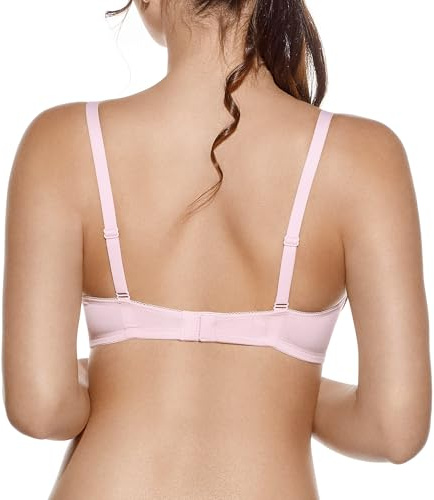 Selene, Sujetador de Lactancia para Mujer en Algodón, con Copas Acolchadas de Encaje, Sin Aros, Colección Jasmina, Color Rosa, Talla 95C