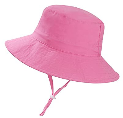 Mädchen Sonnenhut Kinderhut Fischerhut Sommer Verstellbarer Hut mit Breiter Krempe UV-Schutz UPF 50+ für den Urlaub Reise Outdoor-Aktivitäten (Rosa)