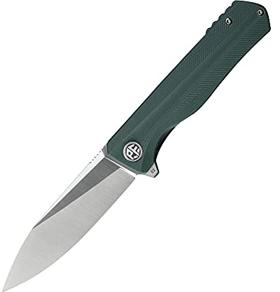 Petrified fish PF818 3.54 Acero D2 Cuchillo Plegable de bolsillo | Mango G10, Cuchilla Satin, Clip para bolsillo, Rótula de bolas de cerámica, Cuchillo EDC para exteriores, camping