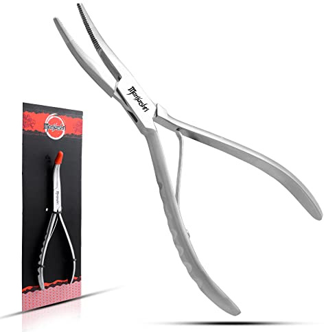 Manjushri Precision 6 Inches Bent Needlepoint Fish Pin Bone Pliers Tweezers for Removing, Plucking and Pulling Pin Bones.(Silver)