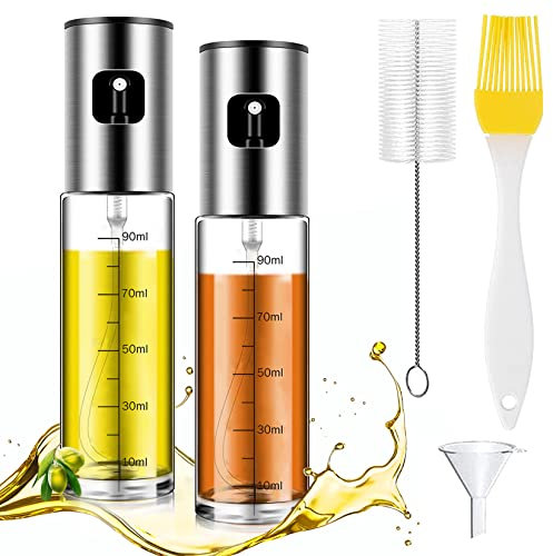 YongHang Spruzzatore Olio 100ml Spruzzino Nebulizzatore oliera Olio da Cucina Spray con Tubo Spazzola e Imbuto gratuiti per Cucinare Friggitrice ad Aria Calda Accessori Barbecue Grill (2PCS)
