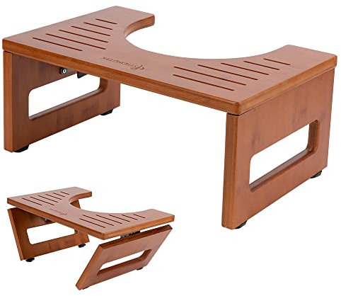StrongTek Bambus Toilettenhocker, Faltbarer Hocker Hocker, Hochleistungsscharnier Zubehör, gut für Darmgesundheit, Verstopfung und Hämorrhoiden