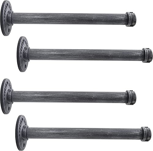 LINKPIPES Regalhalterung, 4-Pack schwimmende Regalhalterung Rustikale Wand montiert, Industrierohr Regal Heavy Duty Support Hardware für Holz (8,Schwarz Grau)