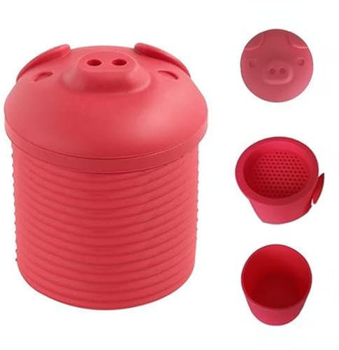 MYHJL animato maiale barattolo in silicone con Straine Bacon Grasso Contenitore per friggere olio con coperchio separatore Conservazione alimentare Contenitori di grasso Filtro da cucina Pentole