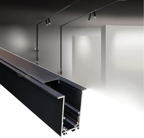 BINARIO MAGNETICO DA INCASSO 2 metri nero per Faretto proiettore led illuminazione a bassa tensione 48V