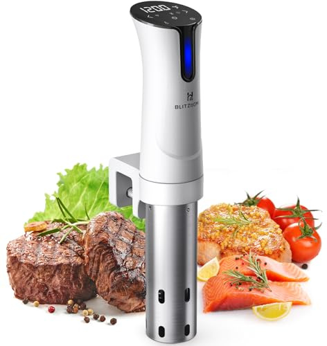 BLITZHOME Sous Vide Machine, 1100W Sous Vide Cooker with Accurate Temperature & Timer, Ultra Quiet Stainless Precision Immersion Circulator Device, Kitchen Gadgets with Recipes, White…