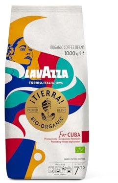 Lavazza, Tierra for Cuba, Bio-Kaffeebohnen, Ideal für Espressomaschinen, mit Aromen von Schokolade und Trockenfrüchten, Arabica und Robusta, Intensität 7/10, Mittlere Röstung, 1 kg