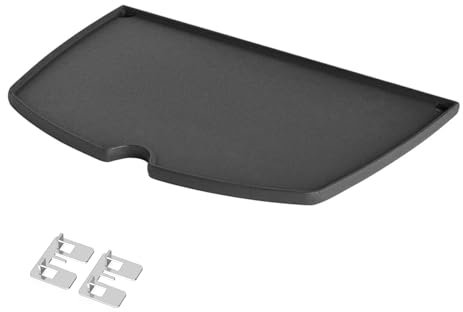 Onlyfire Plancha de hierro fundido para Weber Q100, Q120, Q140, Q1000, Q1200, Q1400 Series Gasgrill, 32 x 21,3 cm Placa de parrilla reversible, piezas de repuesto 6558, 2 en 1 Reversible Griddle