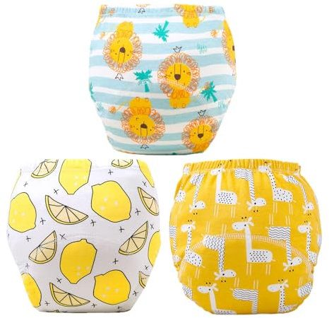 3 Stück Peekaa Potty Training Underwear, Töpfchen Trainingshose, Kinder Töpfchentraining Unterwäsche, Wiederverwendbare Baby Trainingshosen, Trainingshosen aus Baumwolle für Jungen Mädchen (A, S)