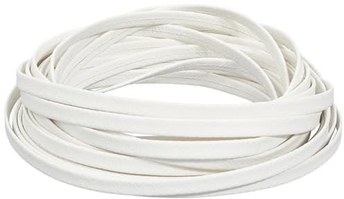 GORGECRAFT 5,5 meter 5 mm vit vikbar lädersträng 1 mm tjock platt lädersladd Lychee korn läderremsor dubbelsidiga lammskinn läderrem lädertrim för gör-det-själv hantverk tillverkning armband handväska