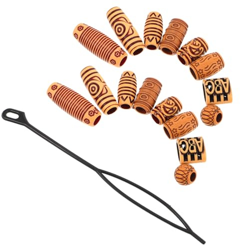 Beavorty 40pièces Perles Bois Tubulaires pour Dreadlocks et Cheveux Accessoires de Coiffure Africains Bijoux pour Tresses et Loisirs Créatifs