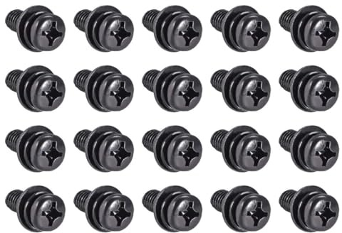 TA-VIGOR M6 Phillips Pan Head Bolt with Spring & Plain Washer 16mm 20pc | Carbon Steel Cross Round Head Machine Screws for Heavy-duty Fastening for Wood, Metal, Plastic