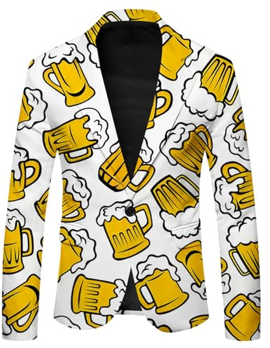Duohropke Chaqueta tradicional para hombre, disfraz de Oktoberfest, divertido traje de cerveza, chaqueta de traje, chaqueta de carnaval, cosplay, fiesta, disfraz, chaqueta de entretiempo, chaqueta de