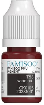 FAMISOO PMU Pigment 5ml/0.169oz – Ultra-Concentrated Permanent Makeup Pigments for Eyebrows, Lips & Tattoos – Vibrant, Long-Lasting & Safe Plant-Based Color (T53-Wine-red