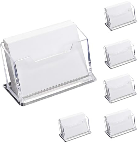 6 stycken visitkortshållare, visitkortshållare, visitkortshållare transparent akryl affärskort, visitkortsuppställare, för män och kvinnor kontor hemma samling arrangörer