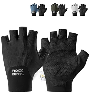 ROCKBROS Guantes Cortos de Ciclismo con Acolchado para Hombre y Mujer | Transpirable, Antideslizante para MTB, Bicicleta de Carretera, Deportes al Aire Libre