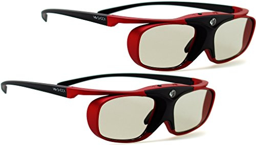 Hi-SHOCK 2x RF Pro Scarlet Heaven lunettes actives 3D pour vidéoprojecteurs 3D compatibles avec Sony, Epson, JVC - TDG-BT500A - TY-ER3D5ME / TY-ER3D6M - ELPGS03-120 Hz - rechargeable