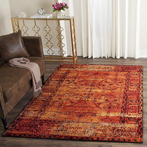 SAFAVIEH Vintage Hamadan Collection Area Rug - 5'3 x 7'6, Orange, Oriental Traditional Persian Design, Non-Shedding & Easy Care, Ideal for High Traffic Areas in Living Room, Bedroom (VTH216C)