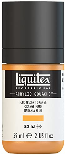 Liquitex 2059982 Professional Acryl Gouache - Orange Fluo, 59ml Flasche, matt - Acrylfarbe mit Gouache Eigenschaften, Hochdeckend, Wasserfest & Lichtecht