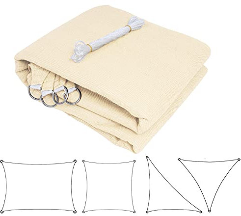 Laneetal Sonnensegel Wasserdicht Dreieck Quadratisch 95% UV Schutz Segeltuch 180 g/m² Polyester Sonnenschutz Schattenspender für Balkon Terrasse Garten, mit Befestigungsseilen,2x4m Sand