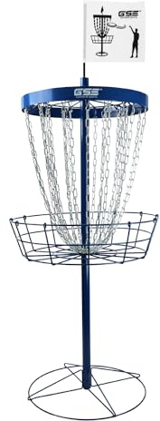 GSE Games & Sports Expert Deluxe Protable Disc Golf Basket, 24-Chain Metal Practice Disc Golf Target with Carrying Bag, for Outdoor, Yard, Backyard, Park Training & Games(Blue)