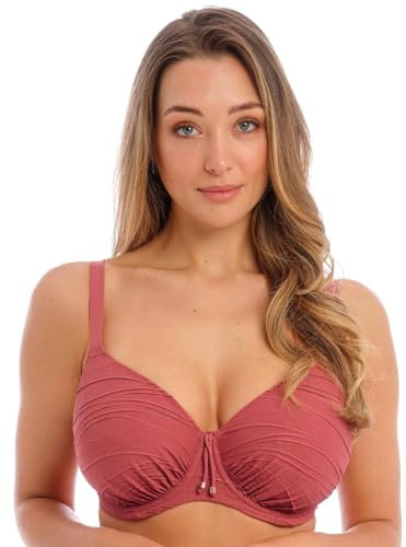 FANTASIE Beach Waves Gathered Full Cup Bikini Top Persian Rose Pink 32E, (FS502201)