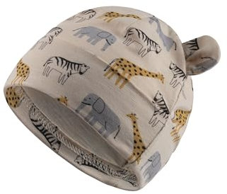 Sterntaler Beanie Safaritiere - Babymütze mit UV -Schutz 30, mit Safaritieren - Leichte Mütze mit Umschlag und Ohren für Babys - Beanie schützt den Kopf vor der Sonne - beige, 51