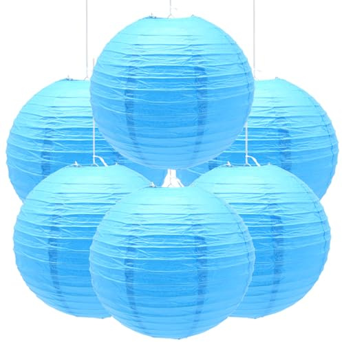 Ruidee 6 Pezzi Lanterne di Carta 30cm Lanterna di Carta Rotonde da Appendere in Carta Lanterne Lanterna di Carta per Decorare Luci e Decorazioni per Matrimoni Compleanni Diametro (ZDL/Sky Blue)