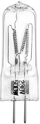 LedWekei Bombillas halógenas, halógenas de 230 V, 500 W, bombillas de foco, bombillas de luz blanca cálida regulables de 3200 K, 1 terminal fino de 2 pines