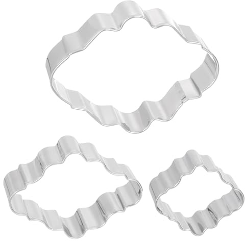 sourcing map Cookie Cutter Set for Baking Stainless Steel Silver Tone Large Rectangular Frame + Medium Rectangular Frame + Small Rectangular Frame