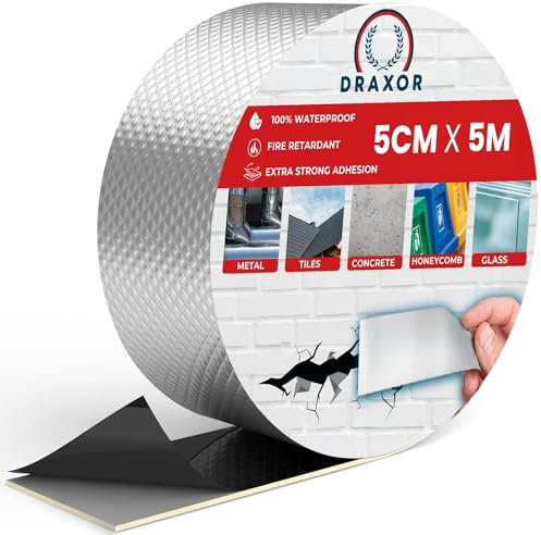 DRAXOR Cinta de butilo impermeable autoadhesiva; 5 metros de longitud; Blanco