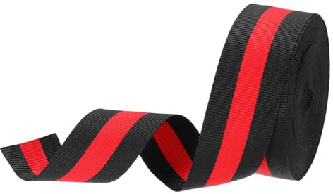 PATIKIL 3 cm svart röd randigt grosgrainband, 10 meter polyester tyg rand hantverk band dubbelsidig design för rosett presentförpackning gör-det-själv tillverkning juldekorationer