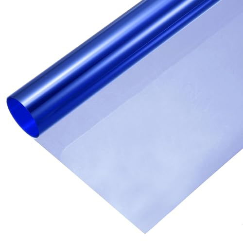 QUARKZMAN Pellicola per Finestre Iridescente, 30cm x 100cm Olografica in PVC Tessuto Dicroico Rotolo di Carta Vinile Trasparente per DIY Artigianato Incarto Regali Decorazione Borse, Blu